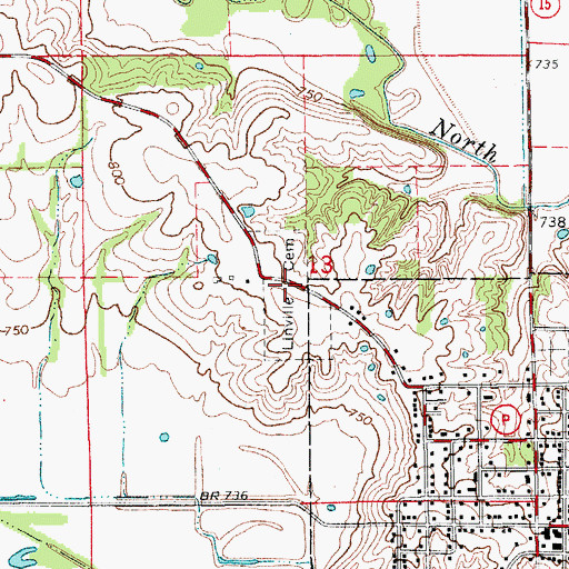 Topographic Map of Linville Cemetery, MO