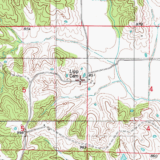 Topographic Map of Lipp Cemetery, MO