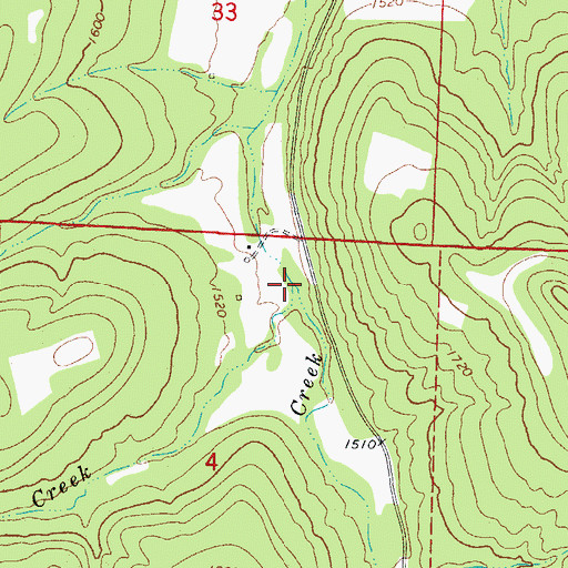 Topographic Map of Hughes Creek, AR