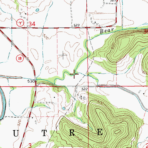 Topographic Map of Little Bear Creek, MO