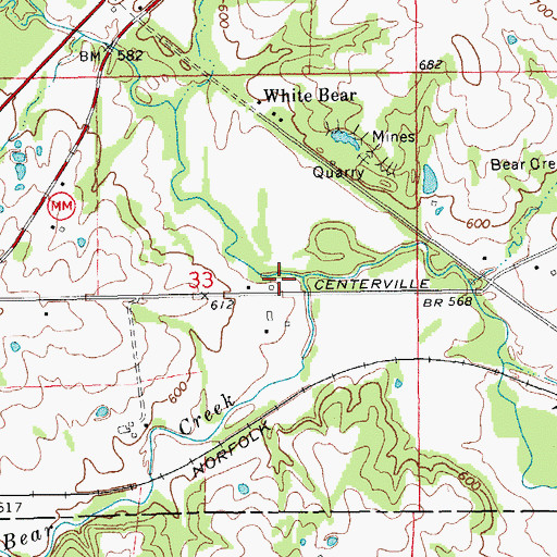 Topographic Map of Little Bear Creek, MO