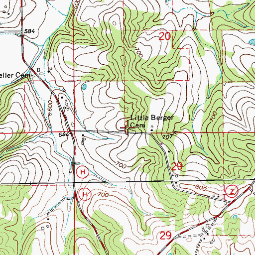 Topographic Map of Little Berger Cemetery, MO