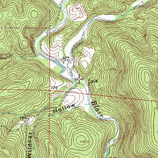 Topographic Map of Little Blair Creek, MO