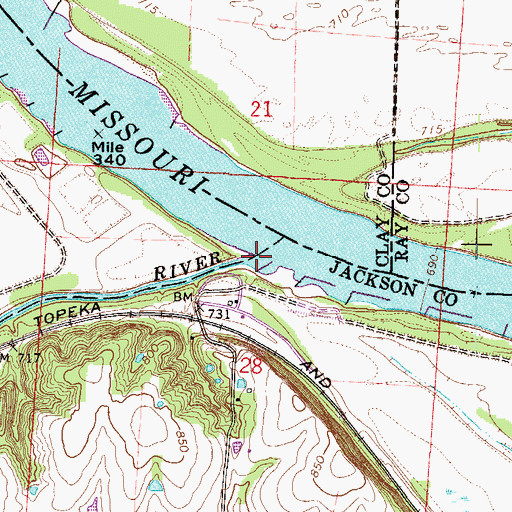 Topographic Map of Little Blue River, MO