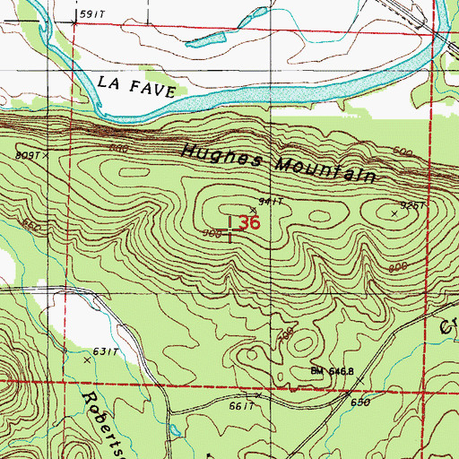 Topographic Map of Hughes Mountain, AR