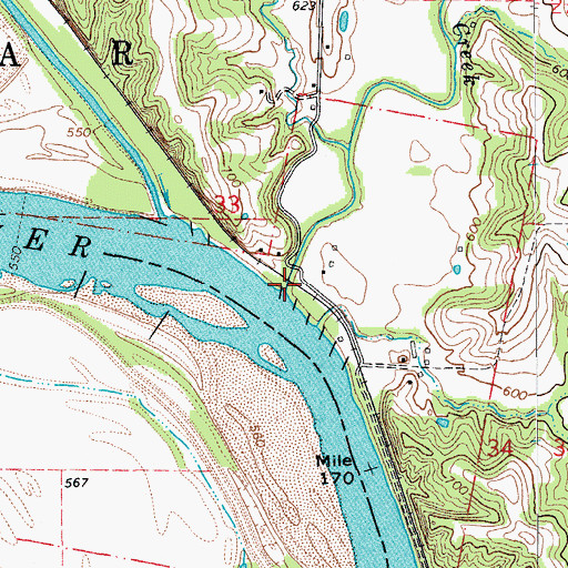 Topographic Map of Little Bonne Femme Creek, MO