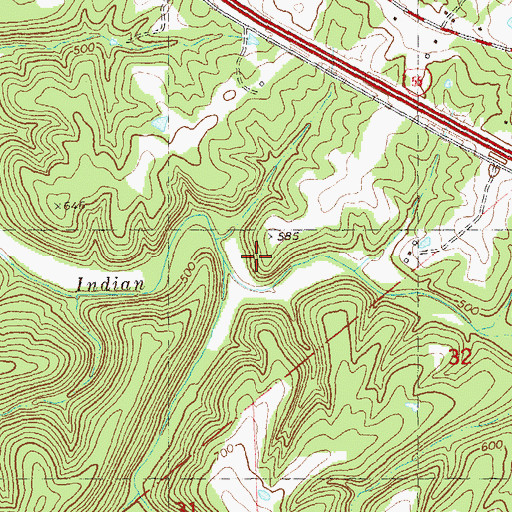 Topographic Map of Little Bottom Creek, MO