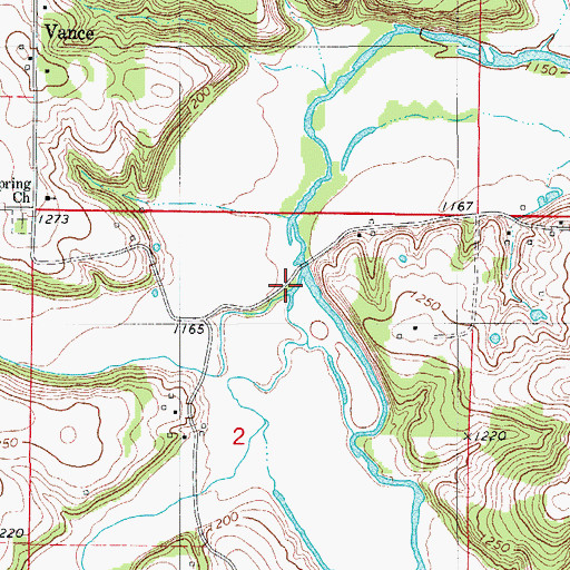 Topographic Map of Little Bowen Creek, MO