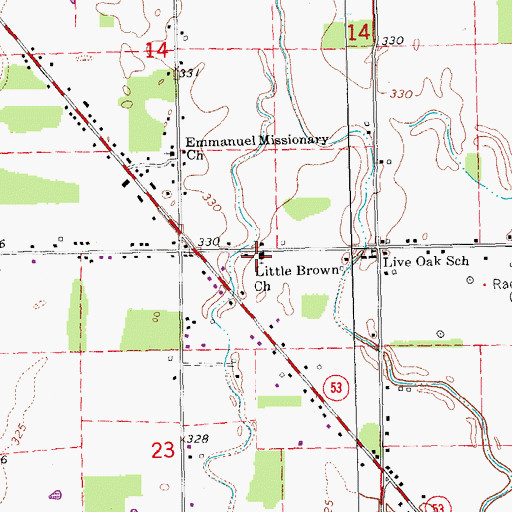 Topographic Map of Little Brown Church, MO