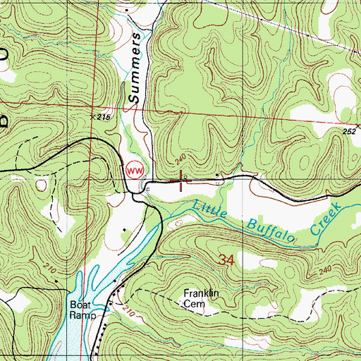 Topographic Map of Little Buffalo Church, MO