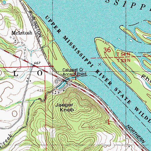 Topographic Map of Little Calumet Creek, MO