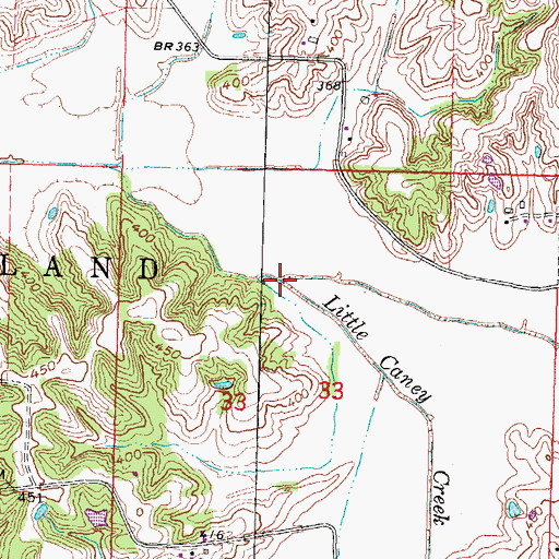 Topographic Map of Little Caney Creek, MO