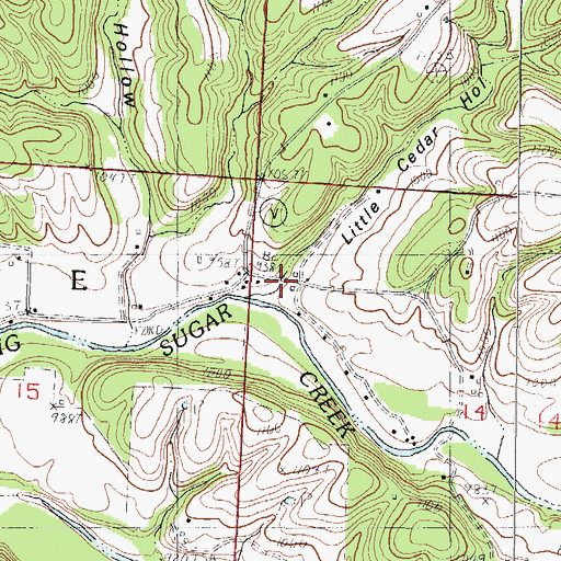 Topographic Map of Little Cedar Hollow, MO