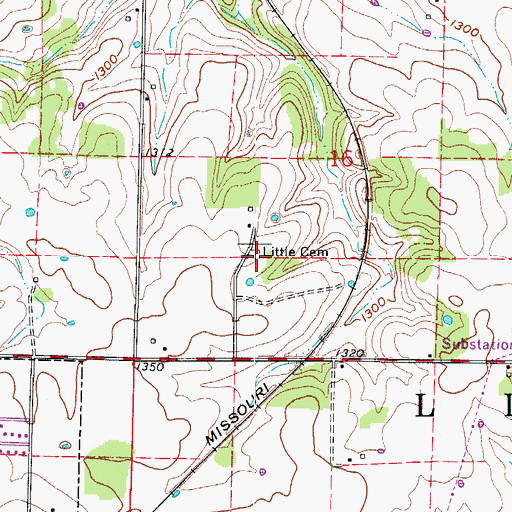 Topographic Map of Little Cemetery, MO