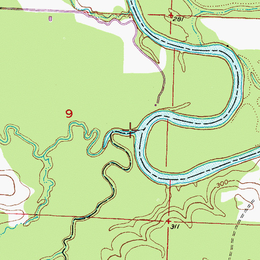Topographic Map of Hurricane Creek, AR