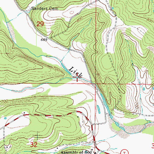 Topographic Map of Little Creek, MO