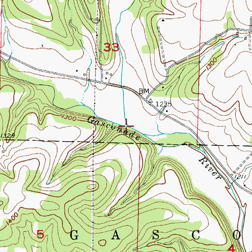 Topographic Map of Little Creek, MO