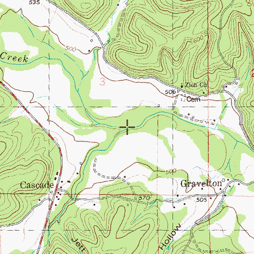 Topographic Map of Little Creek, MO
