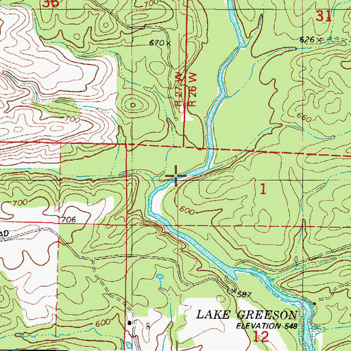 Topographic Map of Hurricane Creek, AR