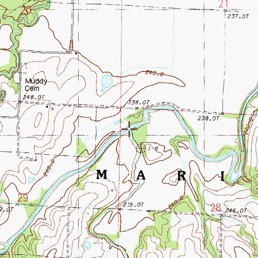 Topographic Map of Little Creek, MO