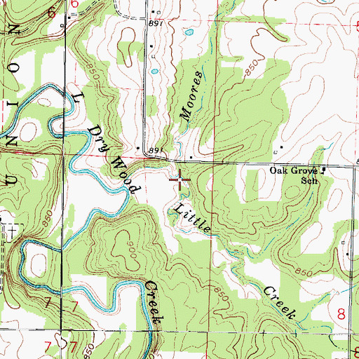Topographic Map of Little Creek, MO