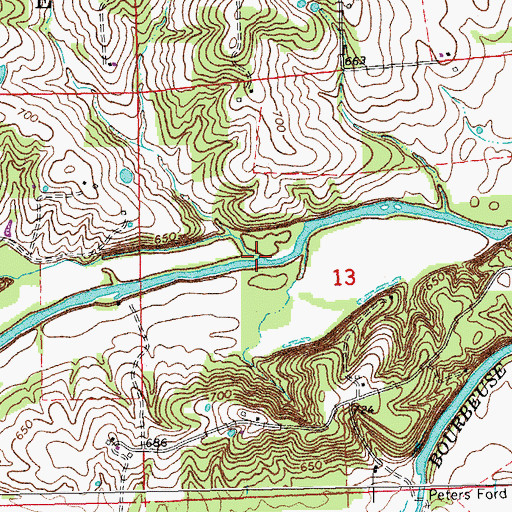 Topographic Map of Little Creek, MO
