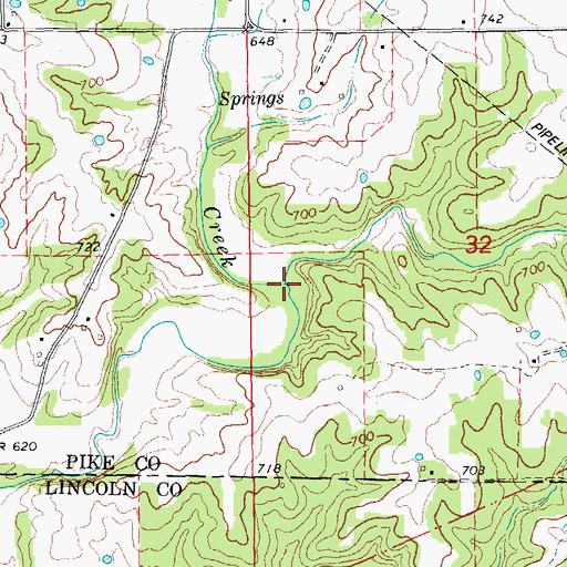 Topographic Map of Little Creek, MO