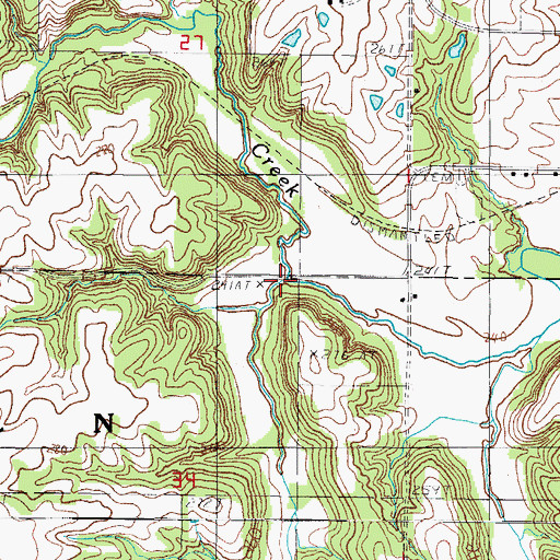 Topographic Map of Little Creek, MO