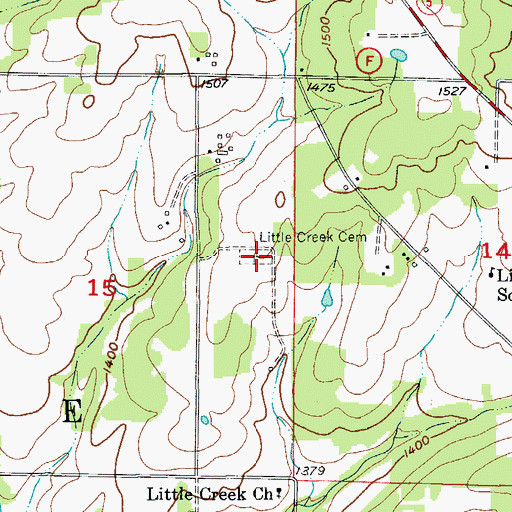 Topographic Map of Little Creek Cemetery, MO