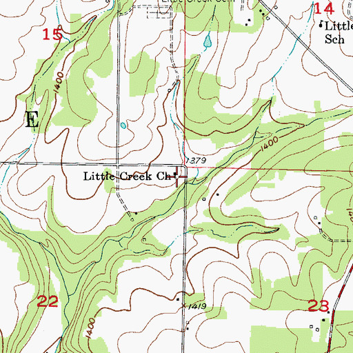 Topographic Map of Little Creek Church, MO