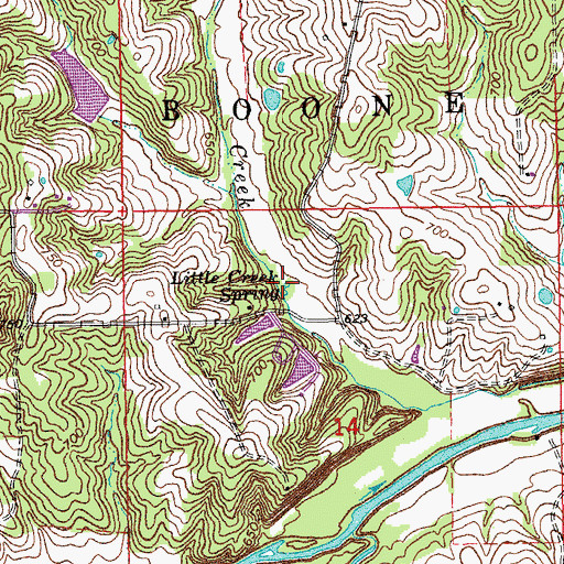 Topographic Map of Little Creek Spring, MO