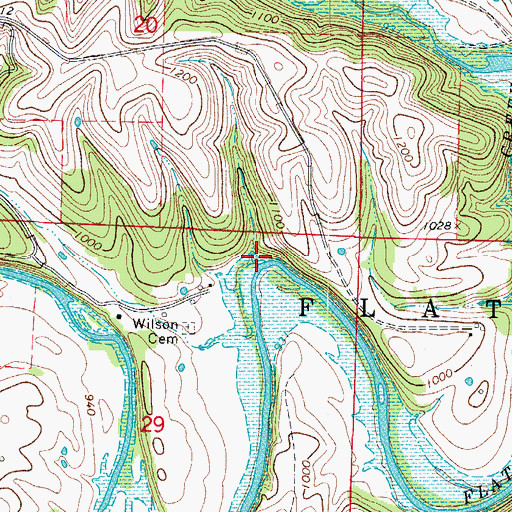 Topographic Map of Little Dry Creek, MO