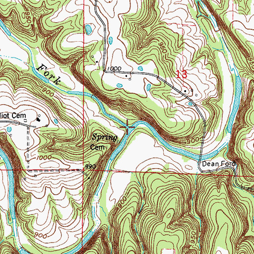 Topographic Map of Little Dry Fork, MO