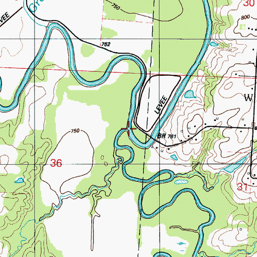 Topographic Map of Little Dry Wood Creek, MO