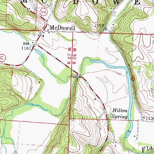 Topographic Map of Little Flat Creek, MO