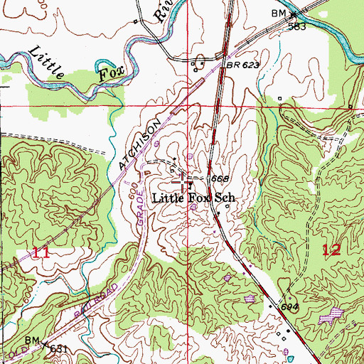 Topographic Map of Little Fox School, MO