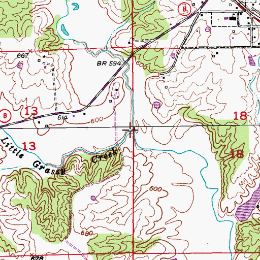 Topographic Map of Little Grassy Creek, MO