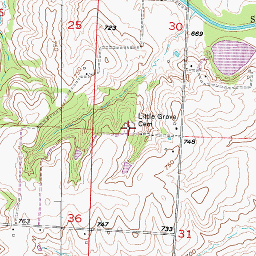 Topographic Map of Little Grove Cemetery, MO