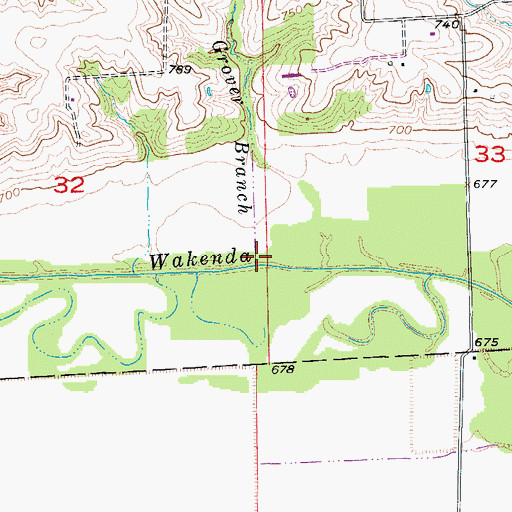 Topographic Map of Little Grover Branch, MO