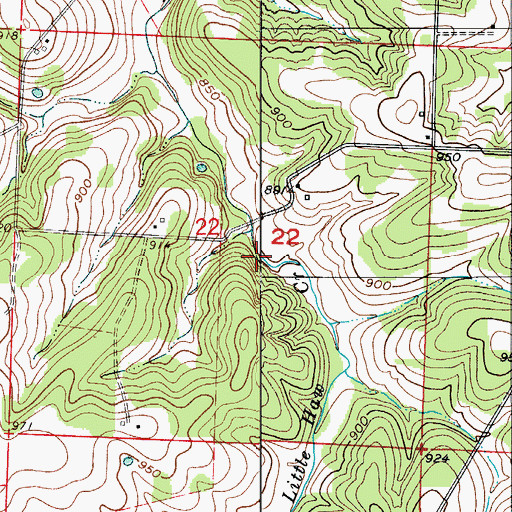 Topographic Map of Little Haw Creek, MO