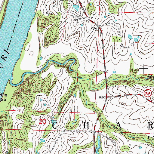 Topographic Map of Little Hurricane Creek, MO