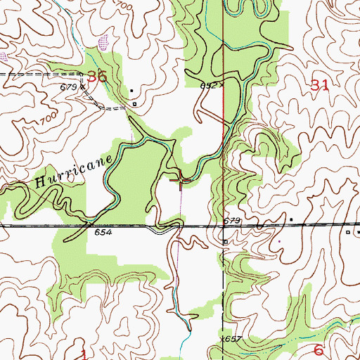 Topographic Map of Little Hurricane Creek, MO
