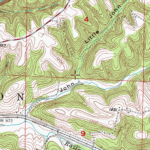 Topographic Map of Little John Hollow, MO
