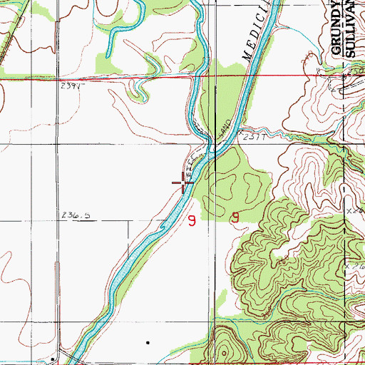 Topographic Map of Little Medicine Creek, MO