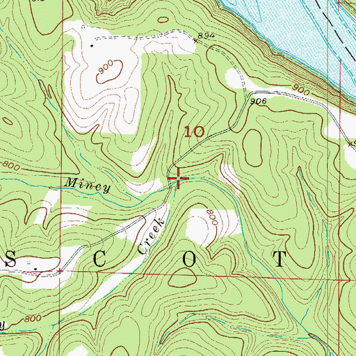Topographic Map of Little Mincy Creek, MO