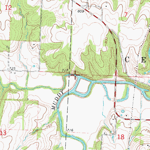 Topographic Map of Little Muddy Creek, MO