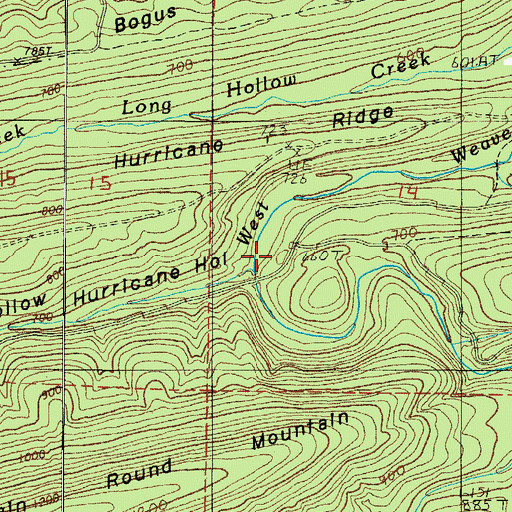 Topographic Map of Hurricane Hollow, AR