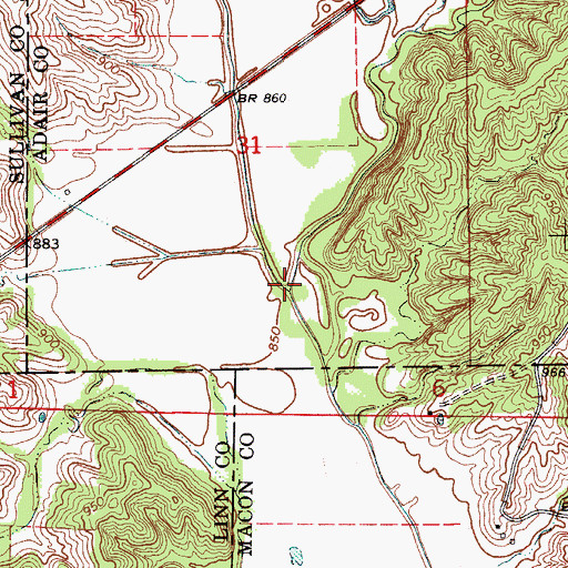 Topographic Map of Little Mussel Creek, MO