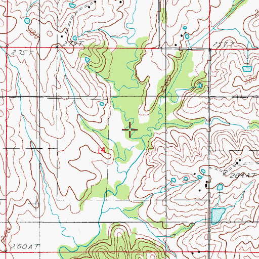 Topographic Map of Little No Creek, MO