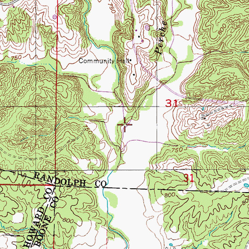 Topographic Map of Little Perche Creek, MO